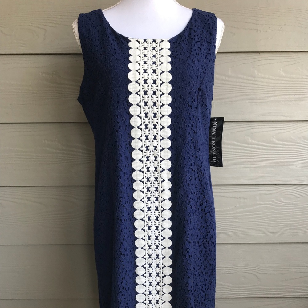 Blue Cotton and Lace Dress